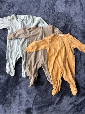 3-Pack Baby Gerber 100% Cotton Zipper Footed One-Pieces